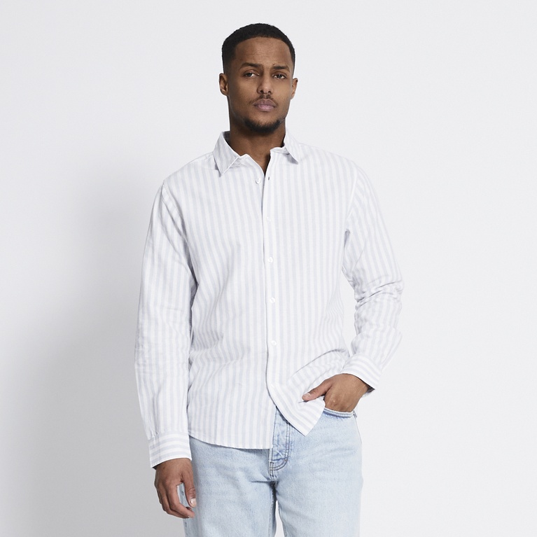 Linen blend shirt "Lucas Stripe" Light blue